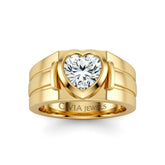 Yellow Gold Heart Cut Bezel Set Solitaire Engagement Ring with Smooth Band