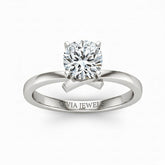 White Gold Cushion Diamond Solitaire Engagement Ring With Modern Twist Shank