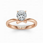 Rose Gold Cushion Diamond Solitaire Engagement Ring With Modern Twist Shank