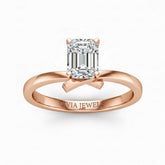 Rose Gold Emerald Diamond Solitaire Engagement Ring With Modern Twist Shank