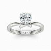 White Gold Heart Diamond Solitaire Engagement Ring With Modern Twist Shank