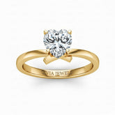 Yellow Gold Heart Diamond Solitaire Engagement Ring With Modern Twist Shank