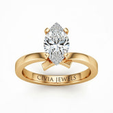 Yellow Gold Marquise Diamond Solitaire Engagement Ring With Modern Twist Shank