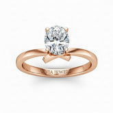 Rose Gold Oval Diamond Solitaire Engagement Ring With Modern Twist Shank