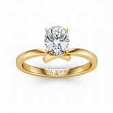 Yellow Gold Oval Diamond Solitaire Engagement Ring With Modern Twist Shank