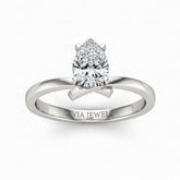 White Gold Pear Diamond Solitaire Engagement Ring With Modern Twist Shank