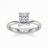 Silver Princess Diamond Solitaire Engagement Ring With Modern Twist Shank