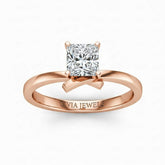 Rose Gold Princess Diamond Solitaire Engagement Ring With Modern Twist Shank