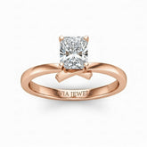 Rose Gold Radiant Diamond Solitaire Engagement Ring With Modern Twist Shank