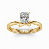 Yellow Gold Radiant Diamond Solitaire Engagement Ring With Modern Twist Shank