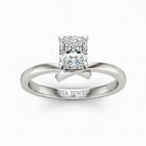 Silver Radiant Diamond Solitaire Engagement Ring With Modern Twist Shank