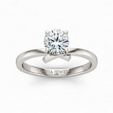 Silver Round Diamond Solitaire Engagement Ring With Modern Twist Shank