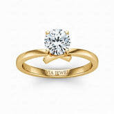 Yellow Gold Round Diamond Solitaire Engagement Ring With Modern Twist Shank