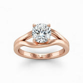 Rose Gold Cushion Cut Solitaire Engagement Ring with Contemporary Bypass Shank