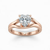 Rose Gold Heart Cut Solitaire Engagement Ring with Contemporary Bypass Shank