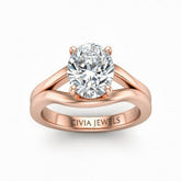 Rose Gold Oval Cut Solitaire Engagement Ring with Contemporary Bypass Shank