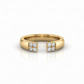 Yellow Gold Open Cuff Wedding Band With Diamond Cluster Ends
