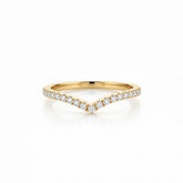 Yellow Gold Chevron Diamond Wedding Band With Pavé Set Round Diamonds