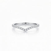 White Gold Chevron Diamond Wedding Band With Pavé Set Round Diamonds