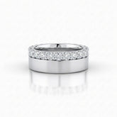 Silver Eternity Diamond Wedding Band With Shared Prong Round Diamonds