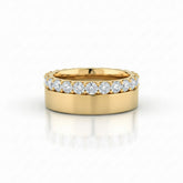 Yellow Gold Eternity Diamond Wedding Band With Shared Prong Round Diamonds