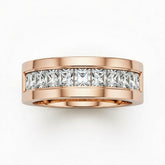 Rose Gold Faceted Princess Cut Diamond Channel Set Wedding Band