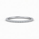 White Gold Minimalist Pavé Diamond Eternity Wedding Band With Round Brilliant Diamonds