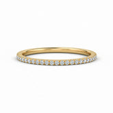 Yellow Gold Minimalist Pavé Diamond Eternity Wedding Band With Round Brilliant Diamonds