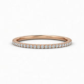 Rose Gold Minimalist Pavé Diamond Eternity Wedding Band With Round Brilliant Diamonds