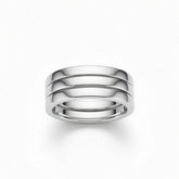 Silver Triple Row Curved Stackable Wedding Band