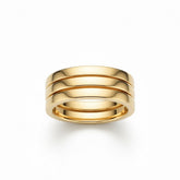 Yellow Gold Triple Row Curved Stackable Wedding Band