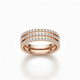 Rose Gold Triple Row Pavé Diamond Stackable Wedding Band