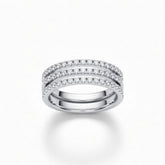 Silver Triple Row Pavé Diamond Stackable Wedding Band