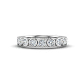 Silver Bezel Set Round Diamond Eternity Wedding Band