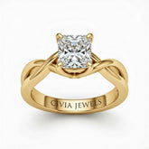 Yellow Gold Princess Diamond Solitaire Engagement Ring With Interwoven Twist Shank