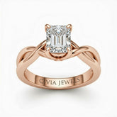 Rose Gold Radiant Diamond Solitaire Engagement Ring With Interwoven Twist Shank