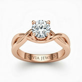 Rose Gold Round Diamond Solitaire Engagement Ring With Interwoven Twist Shank