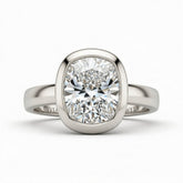 Silver Cushion Cut Bezel Set Solitaire Engagement Ring