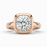 Rose Gold Cushion Cut Bezel Set Solitaire Engagement Ring