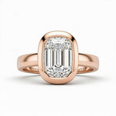 Rose Gold Emerald Cut Bezel Set Solitaire Engagement Ring