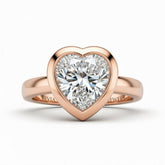 Rose Gold Heart Cut Bezel Set Solitaire Engagement Ring