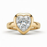 Yellow Gold Heart Cut Bezel Set Solitaire Engagement Ring