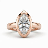 Rose Gold Marquise Cut Bezel Set Solitaire Engagement Ring