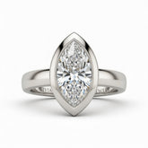 Silver Marquise Cut Bezel Set Solitaire Engagement Ring
