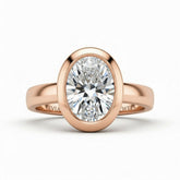 Rose Gold Oval Cut Bezel Set Solitaire Engagement Ring