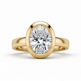 Yellow Gold Oval Cut Bezel Set Solitaire Engagement Ring