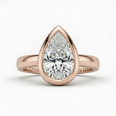Rose Gold Pear Cut Bezel Set Solitaire Engagement Ring