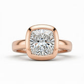 Rose Gold Princess Cut Bezel Set Solitaire Engagement Ring