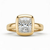 Yellow Gold Princess Cut Bezel Set Solitaire Engagement Ring
