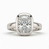 White Gold Radiant Cut Bezel Set Solitaire Engagement Ring